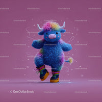 Colorful Fantasy Plush Toy with Rainbow Hair and Cozy Shoes