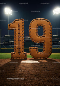 Leather Baseball Stitching Forming Number Nineteen