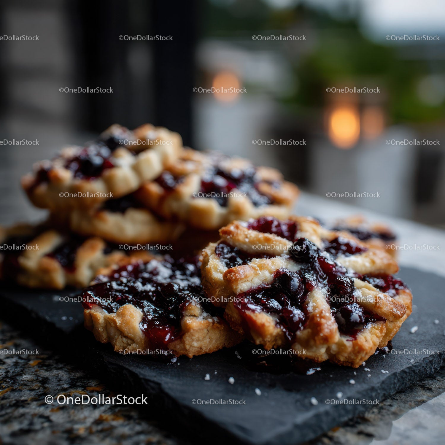 Cherry Fruit Tart with Berries and Flaky Pastry