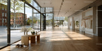 Bright Modern Boutique with Wooden Flooring and Large Glass Windows