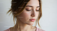 Serene Young Woman with Natural Makeup and Soft Lighting