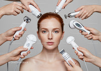 Woman Receiving Advanced Facial Treatment with Modern Skincare Devices