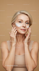 Mature Woman Applying Skin Care Cream for Radiant Skin