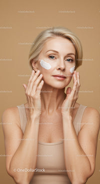 Mature Woman Applying Skin Care Cream for Radiant Skin