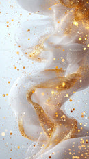 Elegant Abstract White Smoke with Gold Glitter Sparks for Celebrations
