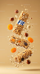 Crunchy granola bars with nuts and dried fruit