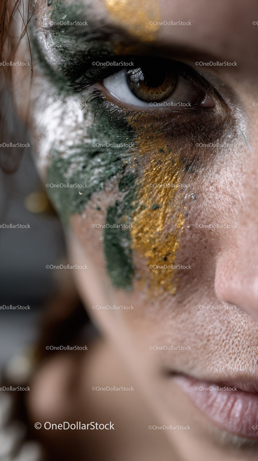 Close-up of a Woman's Eye with Colorful Artistic Makeup