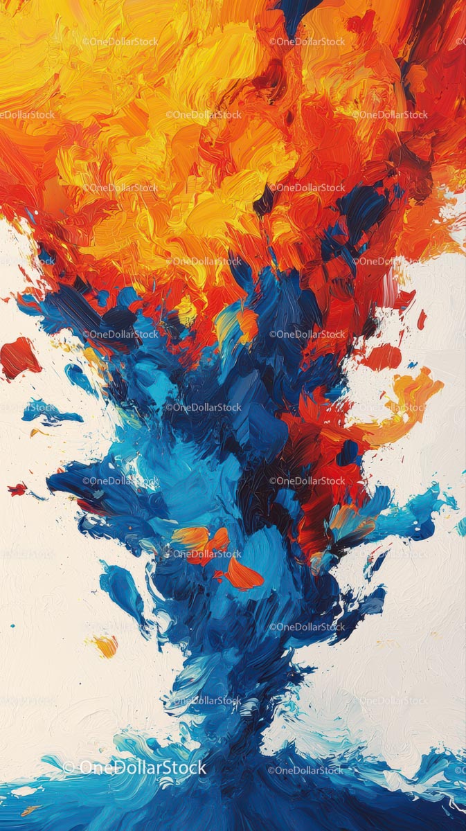 Vibrant Abstract Paint Splash in Red Blue and Orange
