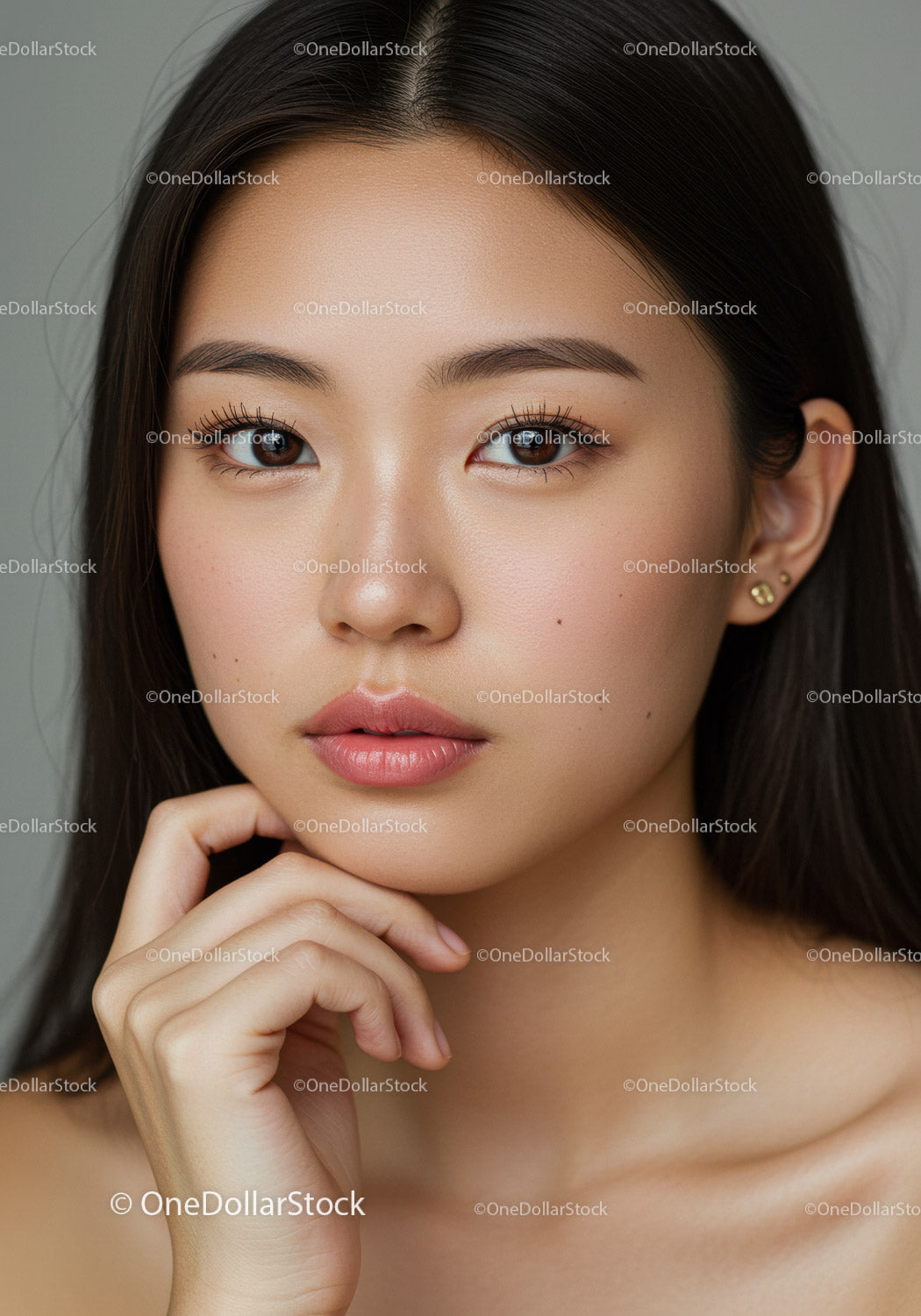 Elegant Beauty Portrait of a Young Asian Woman with Flawless Skin