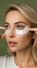 Young Woman Applying Eye Masks for Skincare Relaxation