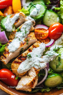 Grilled Chicken Salad with Cherry Tomatoes and Fresh Vegetables