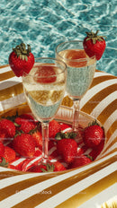 Strawberry Champagne Flutes with Fresh Fruit by Poolside