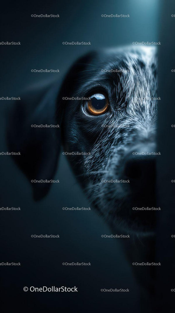 Close-up of a Black Dog Showing Expressive Eye and Detailed Fur
