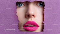Captivating Female Portrait with Vibrant Pink Lipstick