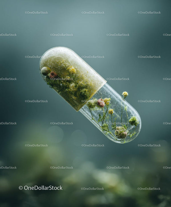 Transparent Capsule Containing Tiny Flowers