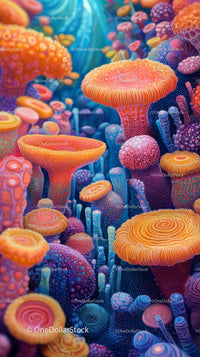 Colorful Coral Reef with Vibrant Sea Anemones and Marine Life