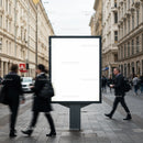 Blank Urban Advertising Billboard on Busy City Street