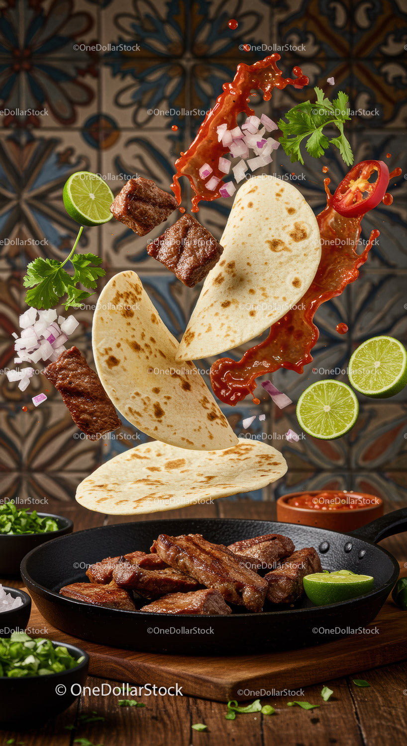 Tacos z grillowanym stekiem, świeżą limonką i odrobiną sosu