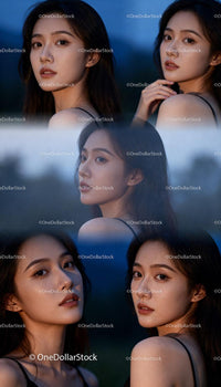 Elegant young woman posing with natural makeup outdoors