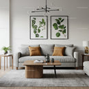 Modern Living Room with Botanical Wall Art and Cozy Decor