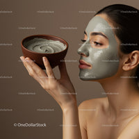 Woman Applying Clay Face Mask During Spa Treatment