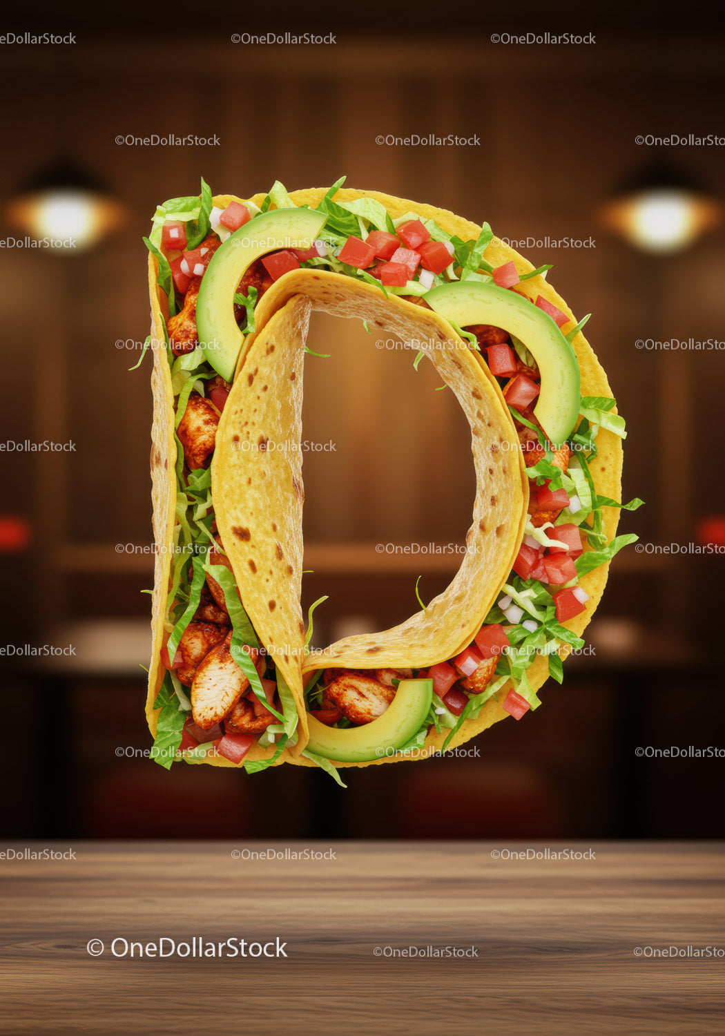Muszla taco w kształcie litery D ze świeżym nadzieniem