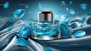 Elegant Blue Cosmetic Jar Among Delicate Petals