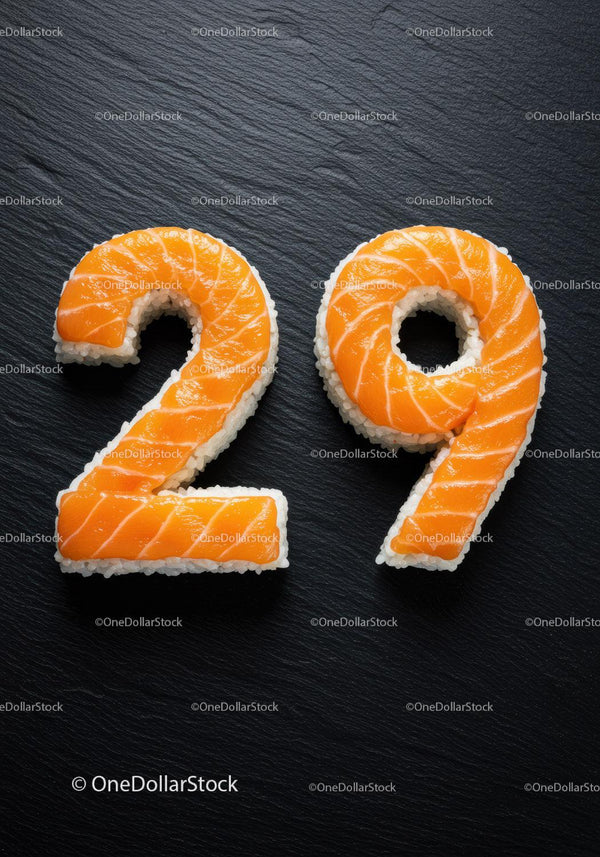 Salmon Sushi Numbers Two and Nine on Slate Plate