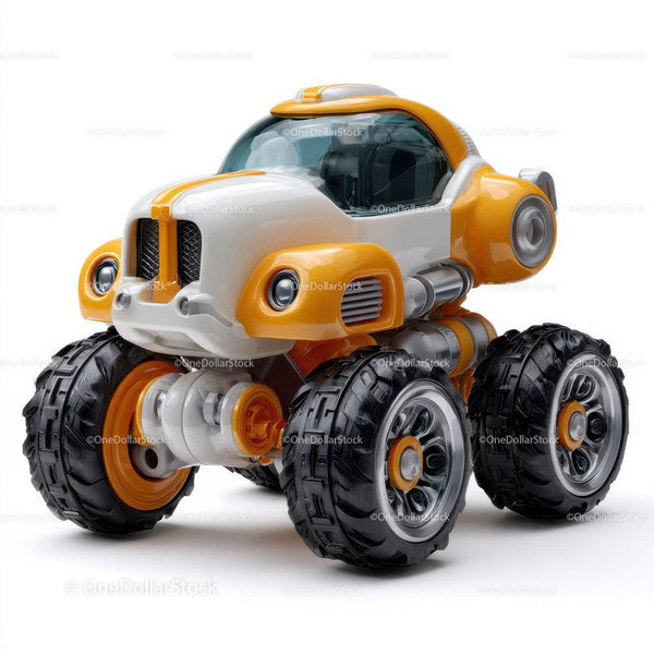 Futuristic Orange and White Off-Road Toy Vehicle