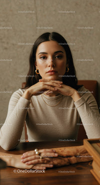 Elegant Woman with Jewelry in Stylish Portrait Indoor Scene