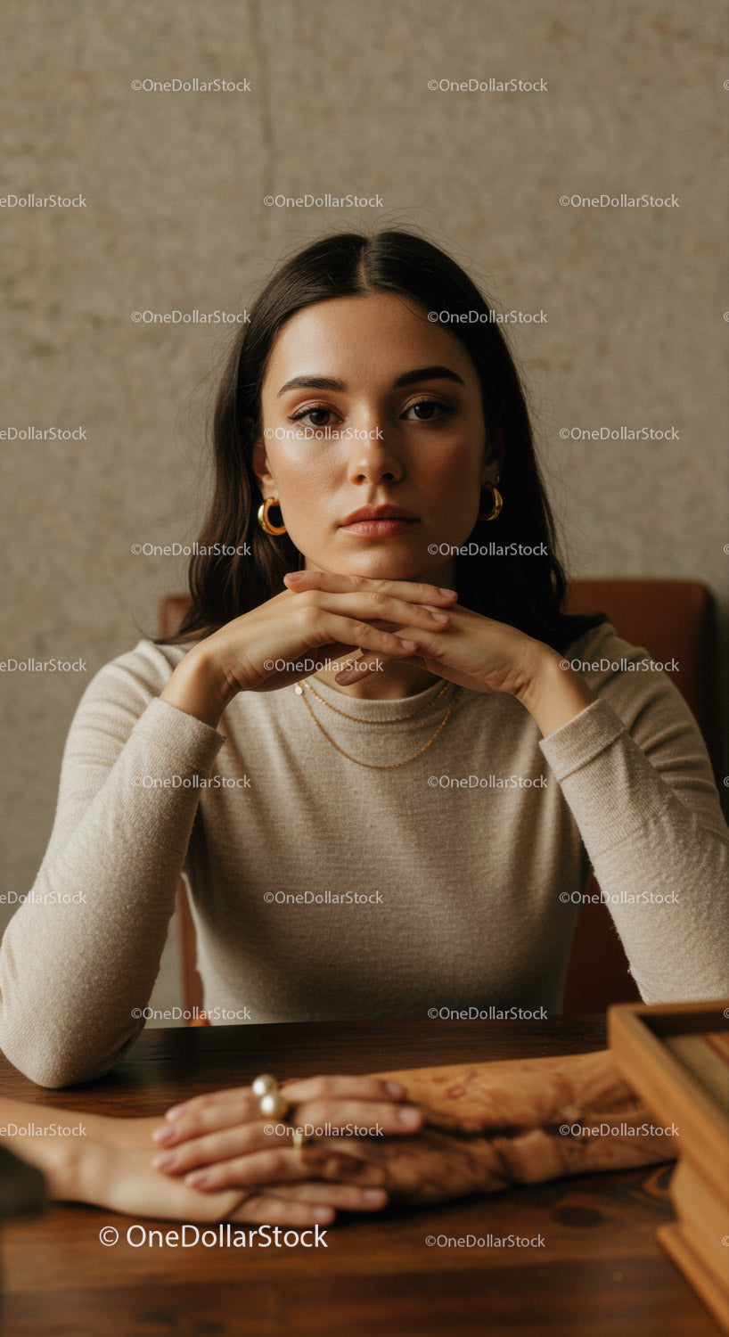 Elegant Woman with Jewelry in Stylish Portrait Indoor Scene