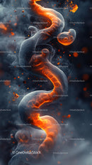 Futuristic Fiery Twisting Shape in Abstract Digital Art