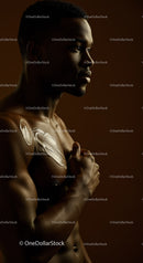 Powerful Male Portrait with Body Paint and Artistic Lighting