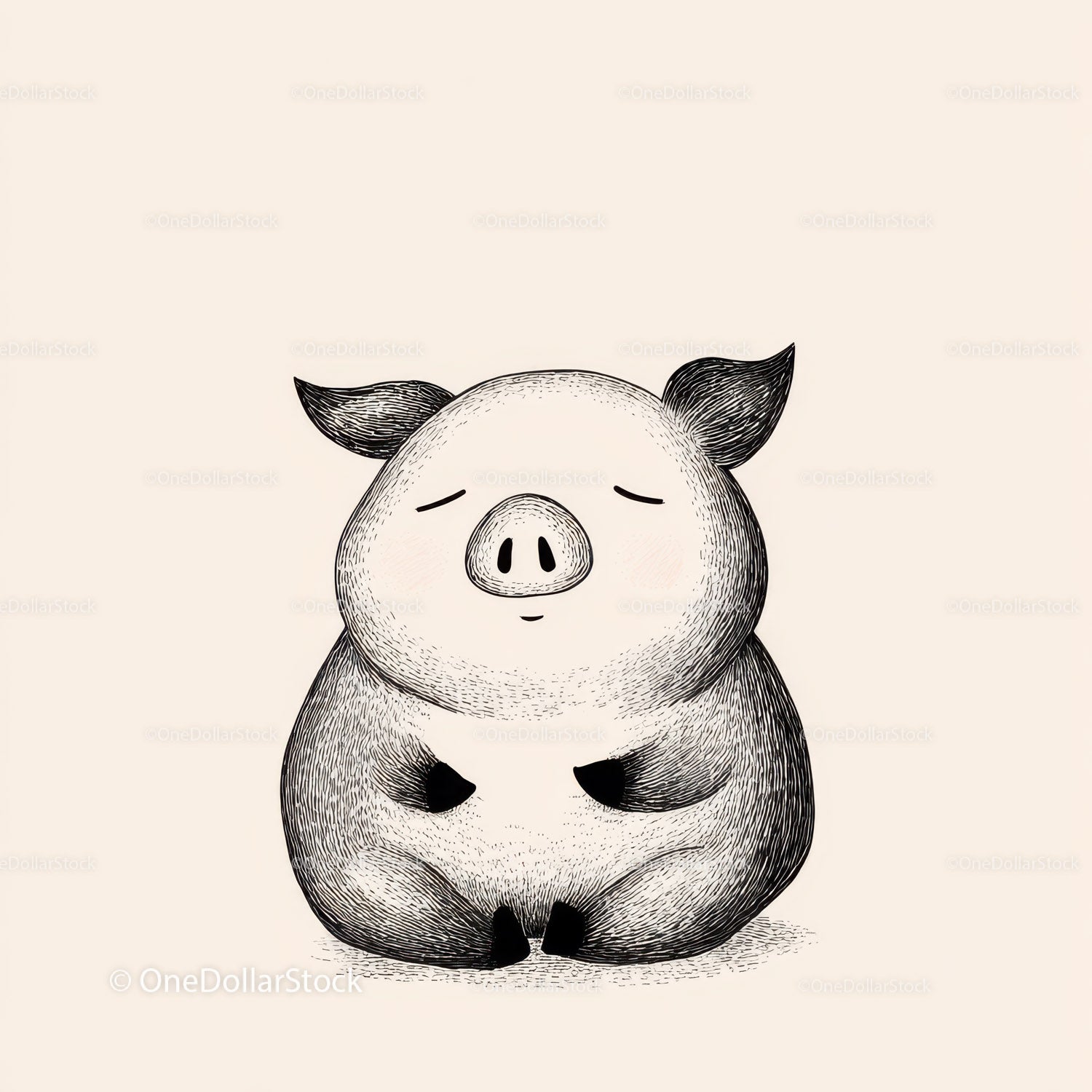Black Pig Sculpture with Unique Textured Animal Art