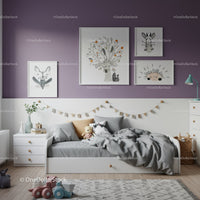 Charming Children's Room with Playful Animal Wall Art and Cozy Bedding