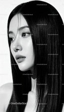 Elegant Asian woman with smooth black hair in profile