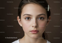 Elegant Portrait of Young Girl with Brown Eyes and Pearl Earrings