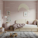 Cute Children's Bedroom with Soft Pink Wall and Minimalist Decor