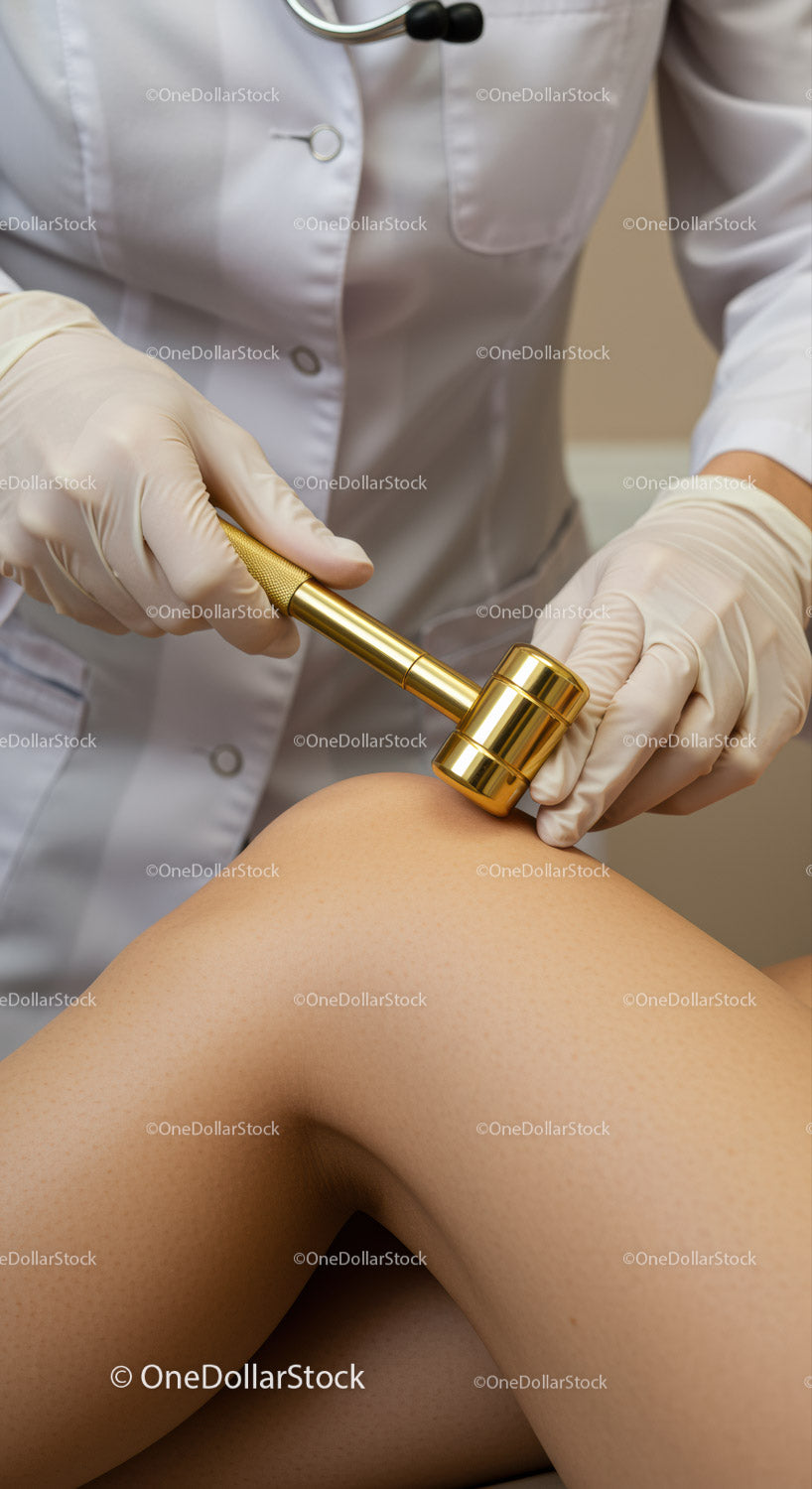 Medyczne leczenie skóry przy użyciu urządzenia dermatologicznego ze złotą rękojeścią