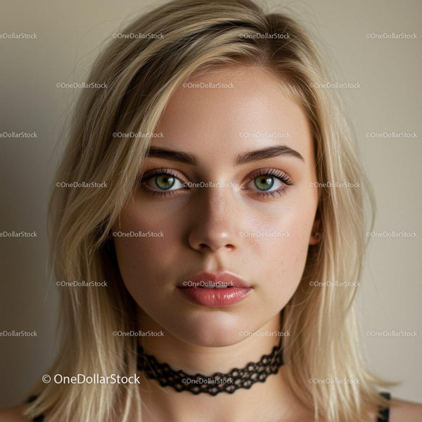 Beautiful Woman with Green Eyes and Blonde Hair in Natural Light
