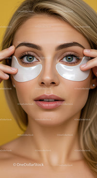Close-up of Woman Applying Under Eye Patches for Skincare Beauty