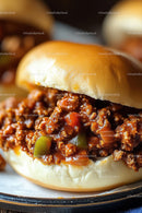 Juicy Ground Beef and Vegetable Sandwich in Soft Bun
