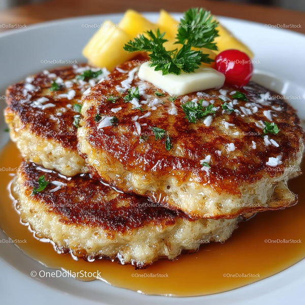 Juicy Hamburger Steak with Pineapple Cherry and Parsley Garnish