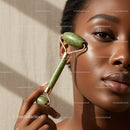 Close-Up of a Woman Using a Jade Roller for Skin Rejuvenation