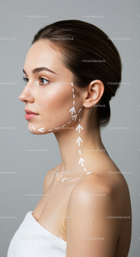 Elegant Young Woman with Clear Skin and Facial Contours