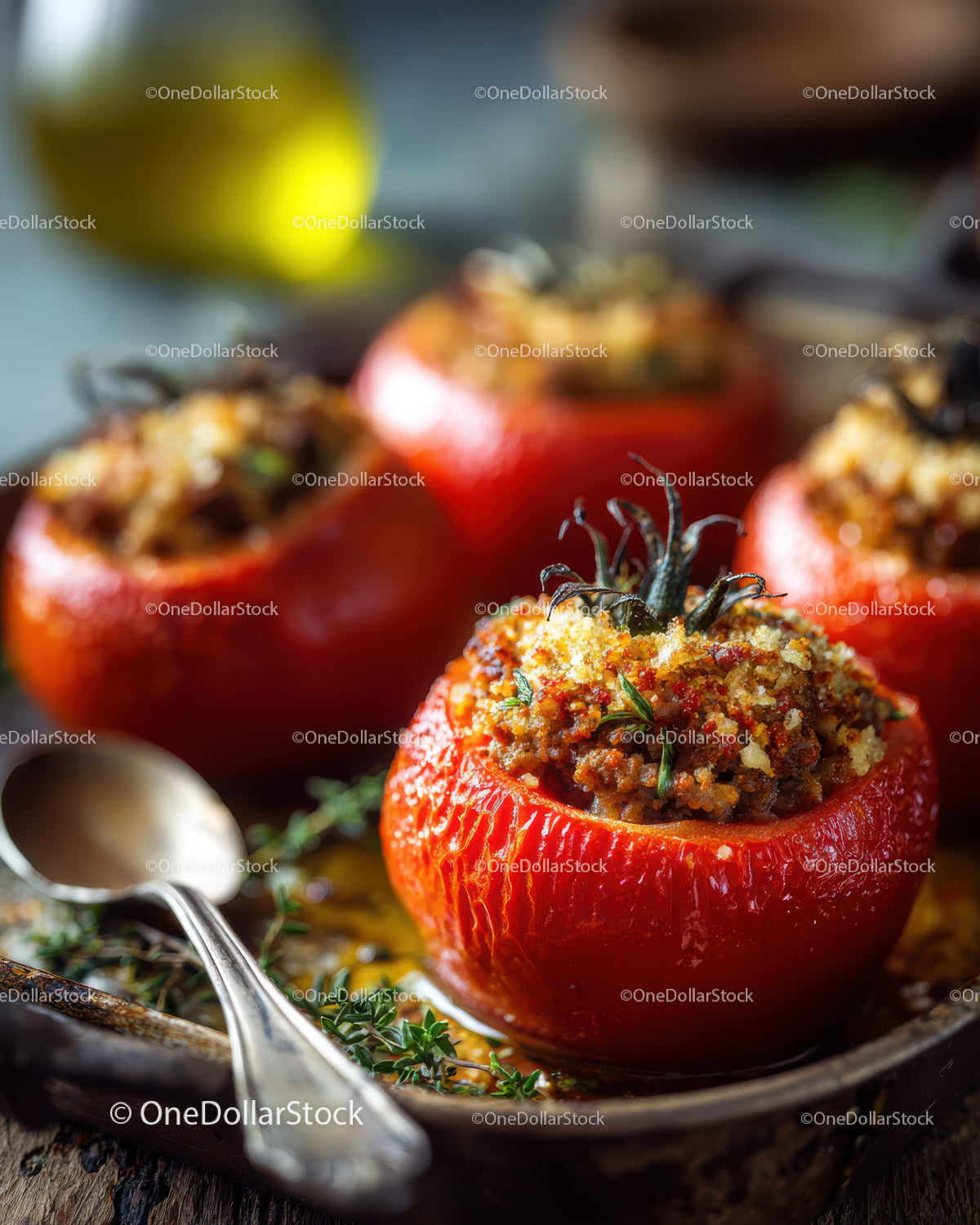 Stuffed Baked Tomatoes with Herbs and Savory Filling