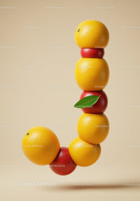 Creative letter J made of fresh citrus fruits