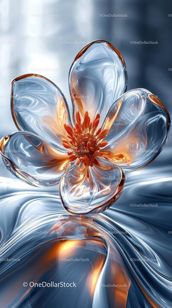Abstract Glass Flower Sculpture for Modern Home Decor