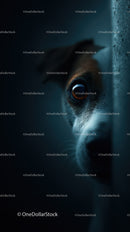 Close-up of a Curious Cat Peering Through a Gap in Low Light