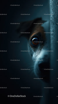 Close-up of a Curious Cat Peering Through a Gap in Low Light
